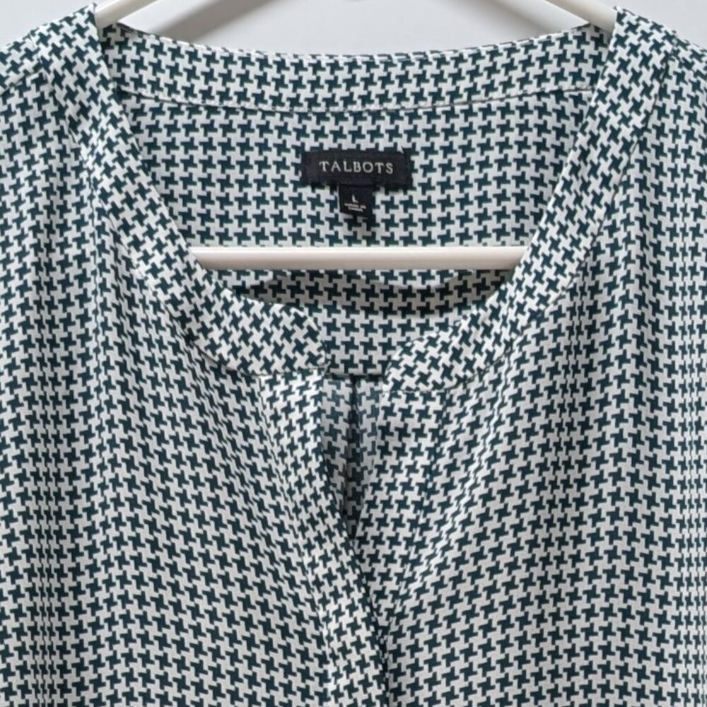 Talbots Long Sleeve Houndstooth Pattern Blouse In… - image 6
